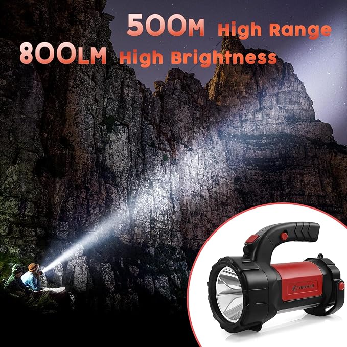 AlpsWolf Camping Lantern Rechargeable, 2 Pack Same LED Flashlight Spotlight Lantern with 800LM, 3600 Capacity Powered, Red Portable Bright Camping Light for Outdoor Hiking, Power Outages