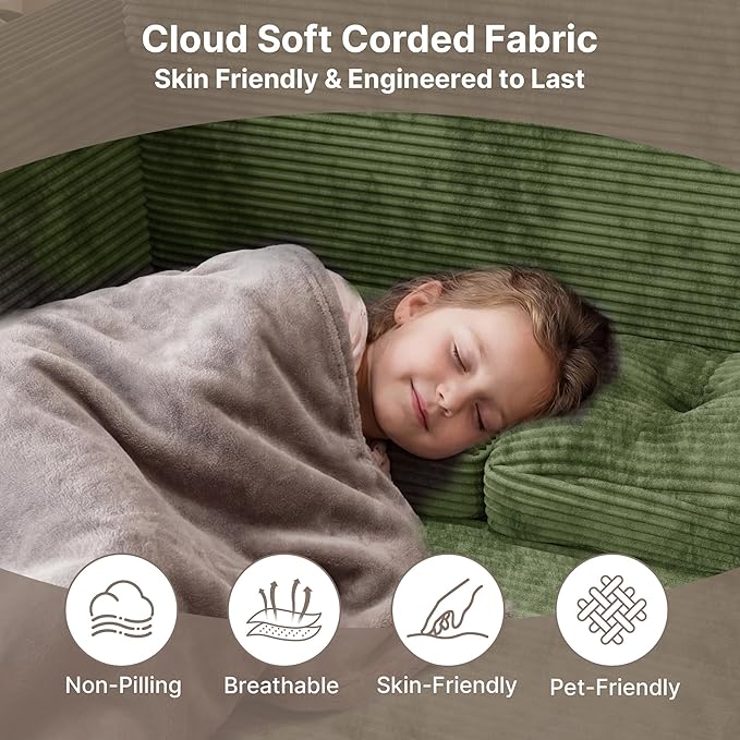 Gizoon Convertible Futon Sofa Bed, Aesthetic Portable Corduroy Sleeper Sofa