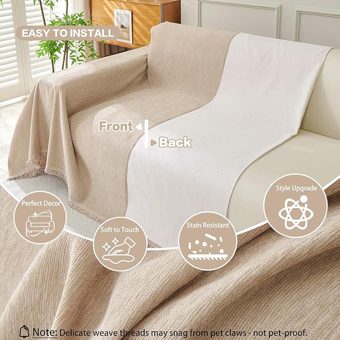 DREAMINGO Sofa Covers Washable Thick Chenille Couch Cover