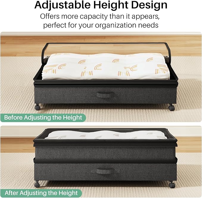 Kitstorack 2Pack Height-adjustable Under Bed Storage