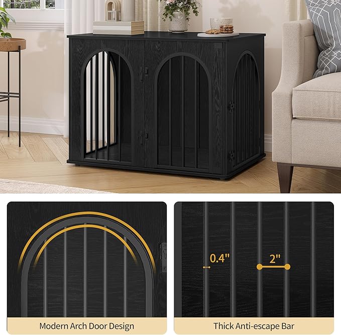 Hzuaneri 31.5'' Wooden Dog Crate Furniture, Indoor Dog Kennel Dogs Cage
