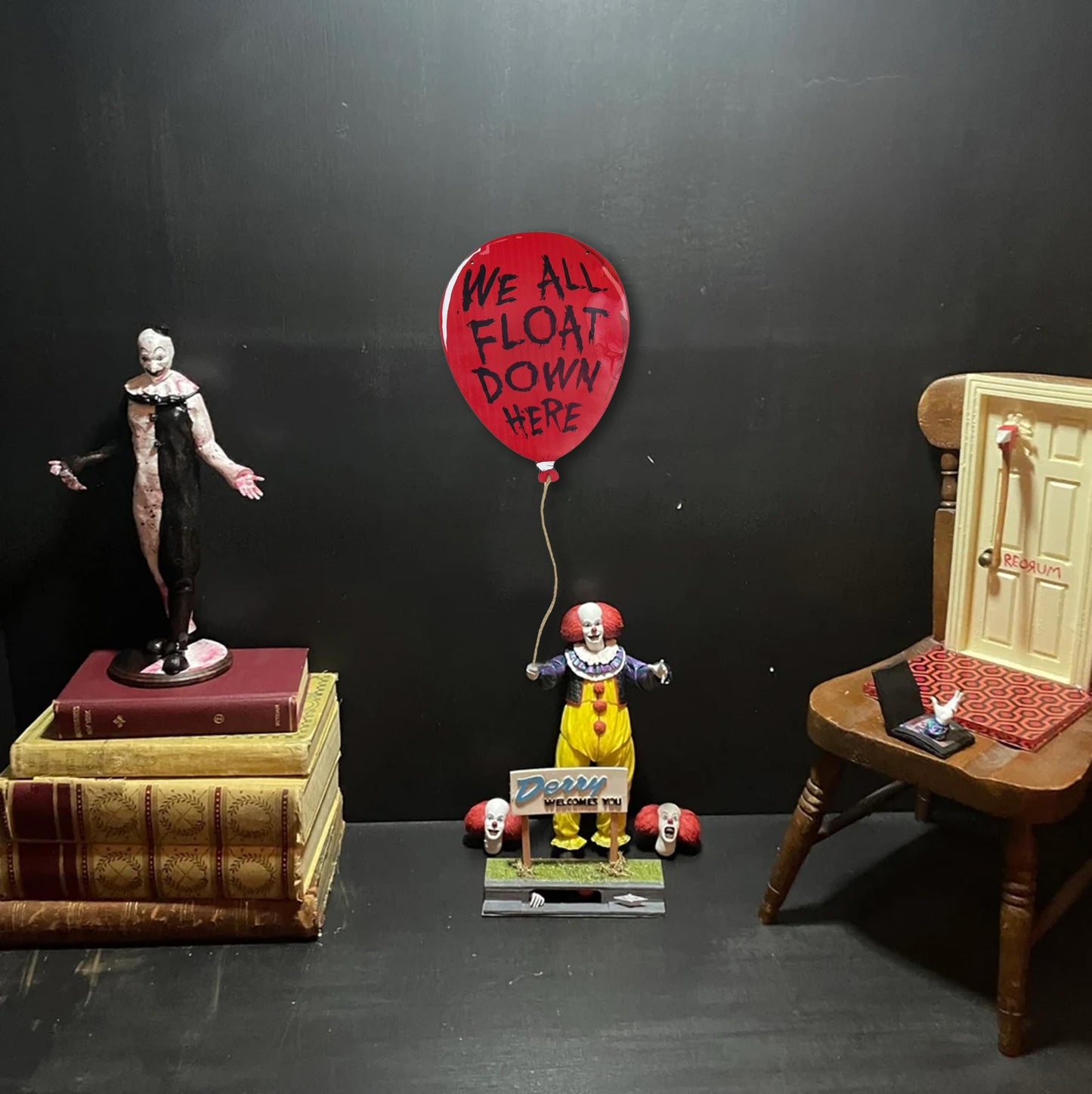 Flinelife We All Float Down Here Horror Decor,16x12,The Clown Balloon Hanging Sign - Perfect For Horror Movie Fans