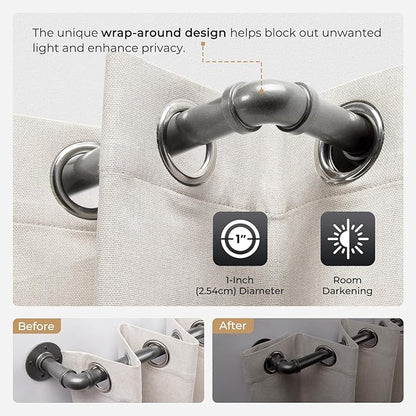 Zeerobee Curtain Rods for Windows 72 to 144, 1 Inch Industrial Wrap Around Grey Curtain Rod, Indoor/Outdoor Room Divider Adjustable Drapery Pole, 72"-144"