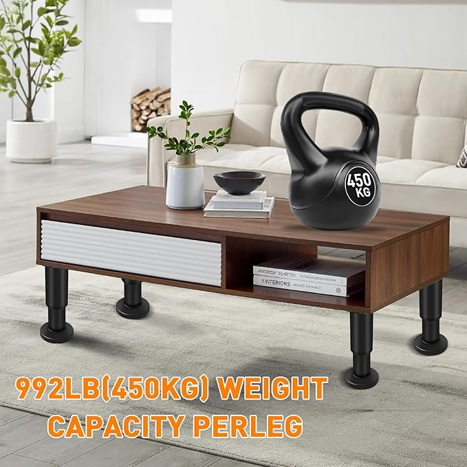 4 PCS Adjustable Round Furniture Legs 7-12.2 inch, Adjustable Height Metal