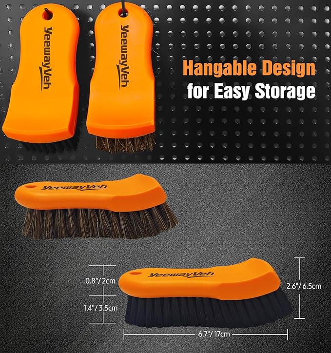 YeewayVeh 2PCS Leather Cleaning Brush, Horse Hair Brush