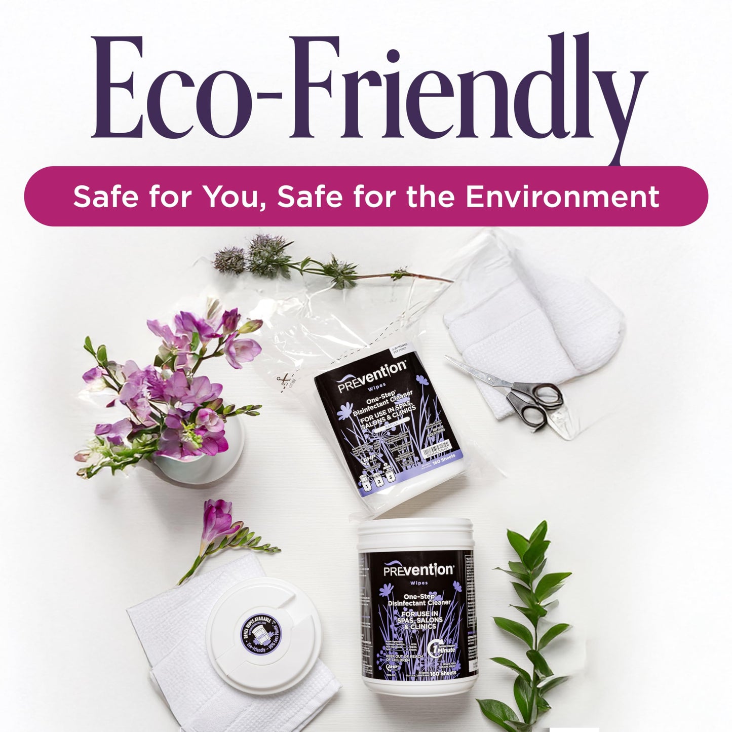 Prevention All Purpose Disinfectant Wipes – Canister of Cleaning Wipes for Salons, Spas, Wellness Centers and Yoga Studios – Hospital Grade Surface Sanitizing – 160 Count