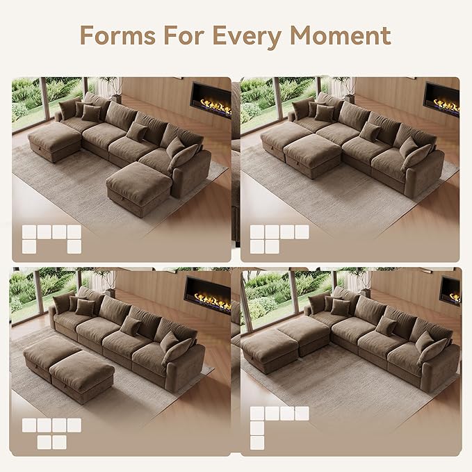 WorthFurni 140” Oversized Cloud Sectional Couches