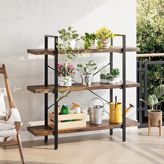 OtterOasis Heavy Duty 3-Tier Industrial Bookcase, 120lbs Shelf Capacity