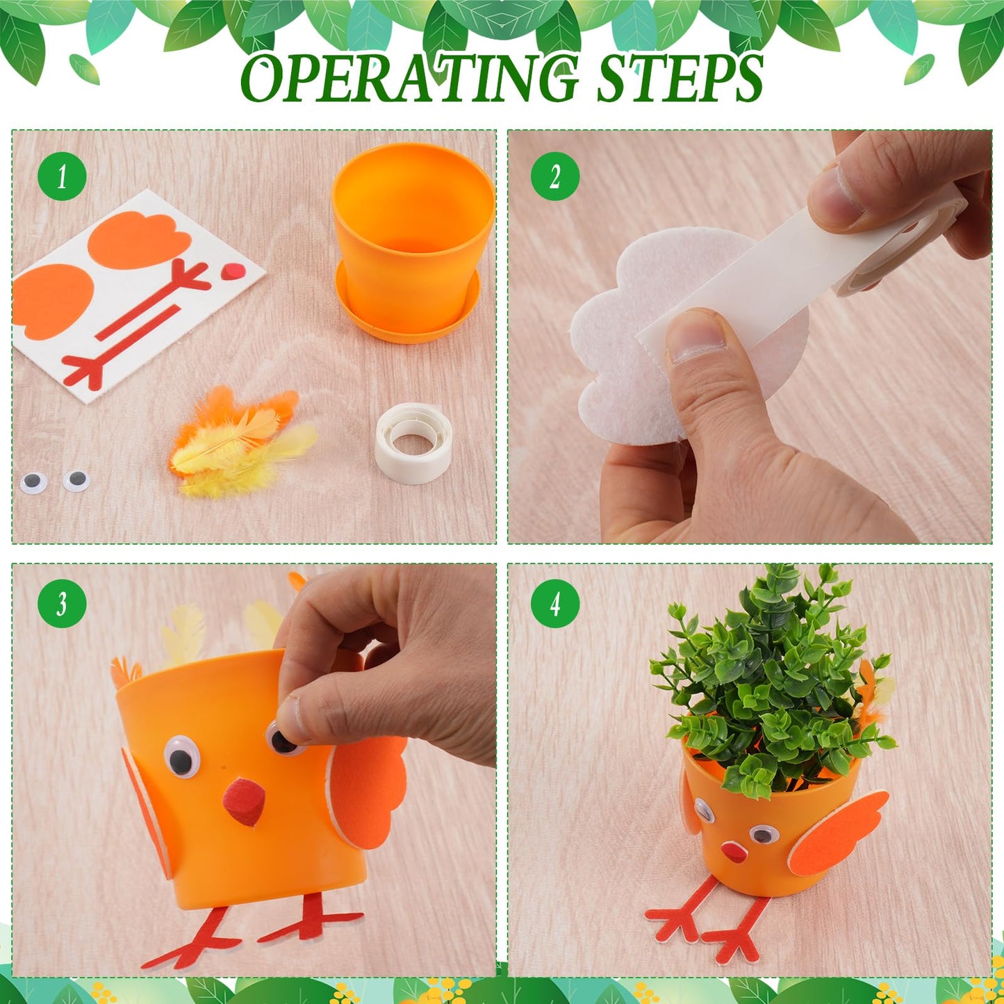 DANHMAO 24 Sets DIY Easter Flower Pots Crafts Bunny Little Chick Lamb Bird Garden Spring Easter Activities Party Decorative Supplies