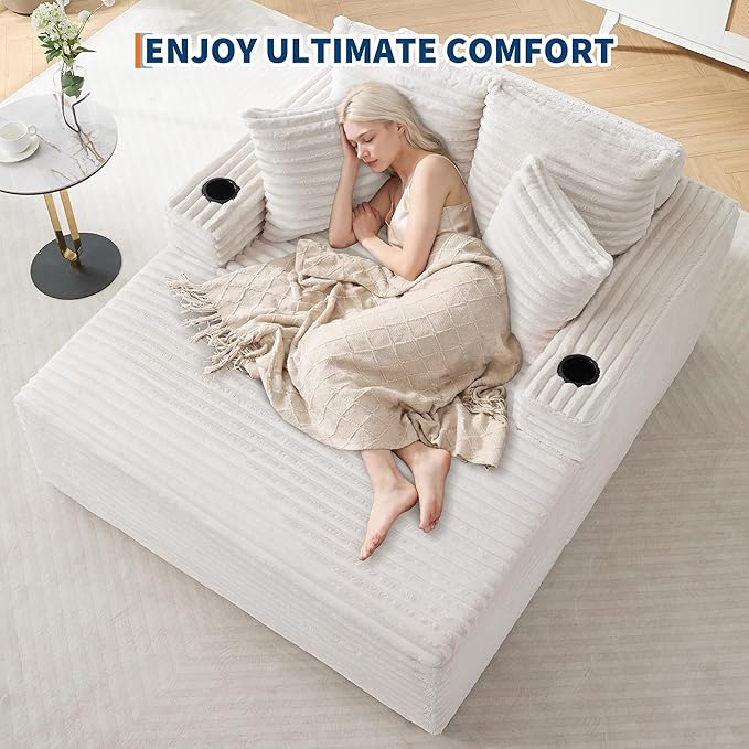 IDEALHOUSE 64" Oversized Chaise Lounge Chair Indoor, Upholstered Boneless Sofa