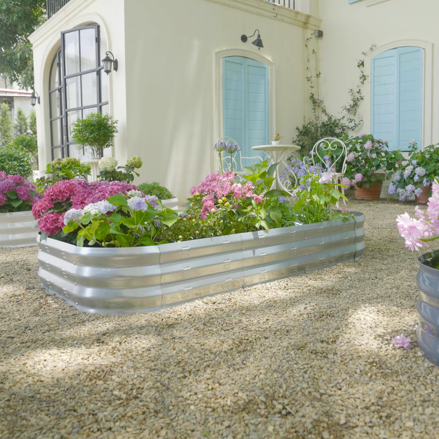 Colorfulbeetle Galvanized Raised Garden Bed Kit with 4 Internal Braces, 67x36x10in Large Metal Planter Raised Beds Outdoor, 0.8mm Thick Steel Outdoor Galvanized Planter with Vents, Silver (2PCS)