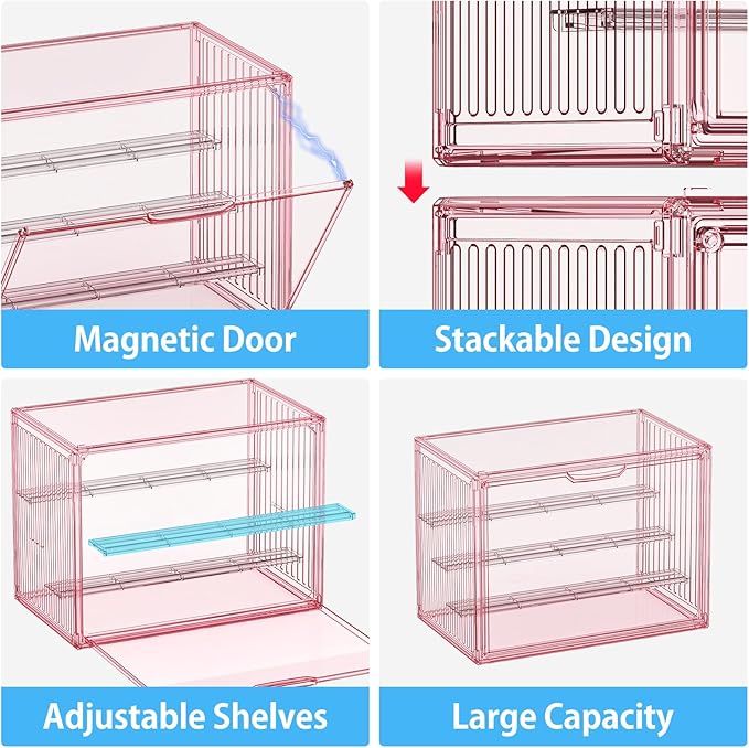 Clear Pink Acrylic Figure Display Case