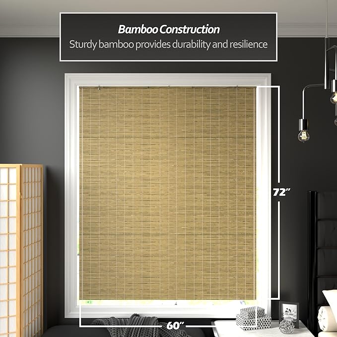 Red Lantern Burnt Bamboo Cordless Window Shade