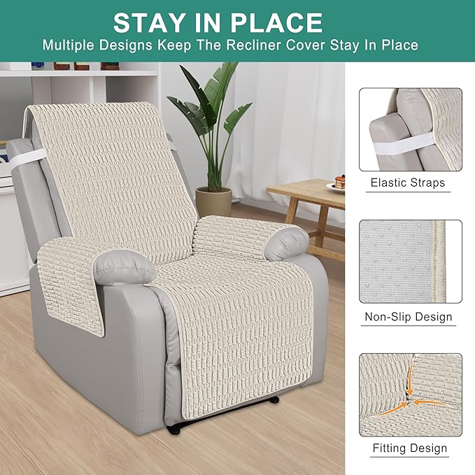 Foxdecor Recliner Chair Covers, Recliner Cover Non-Slip Chair Covers, Washable