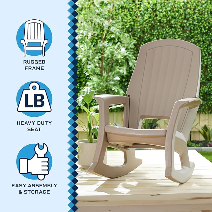 Semco Rockaway Heavy Duty Polyethylene All Weather Outdoor Patio or Deck