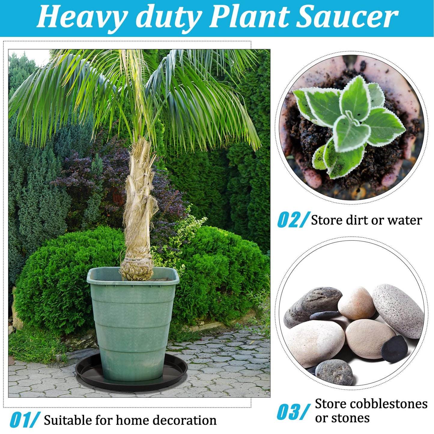 Eccliy 10 Packs 23 Inch Plastic Large Plant Saucers Heavy Duty Planter Trays Jumbo Flower Pot Saucers Plastic Water Trays for Indoors and Outdoors