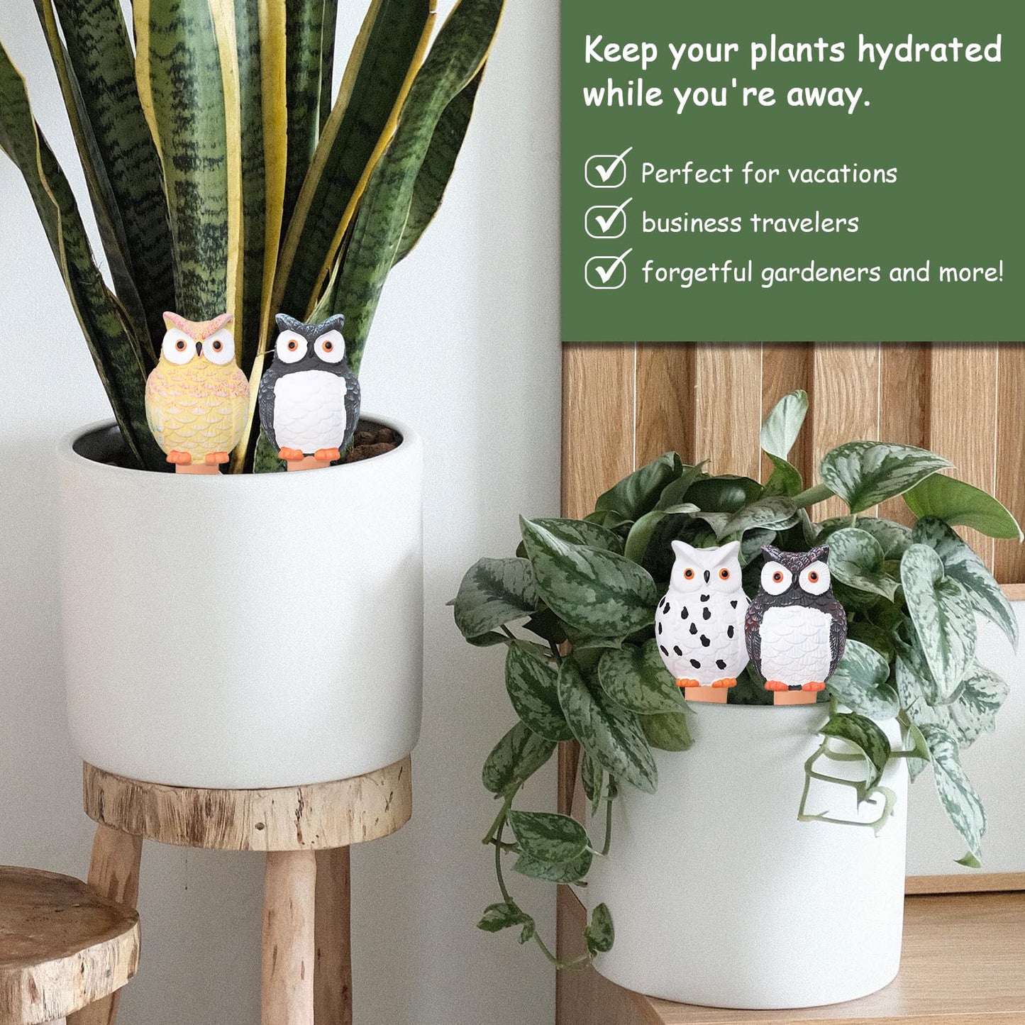 Chonsun Self Plant Watering Globes 4PCS Terracotta Watering Spikes Plant Watering Devices Self Watering Planter Insert Owl Decor