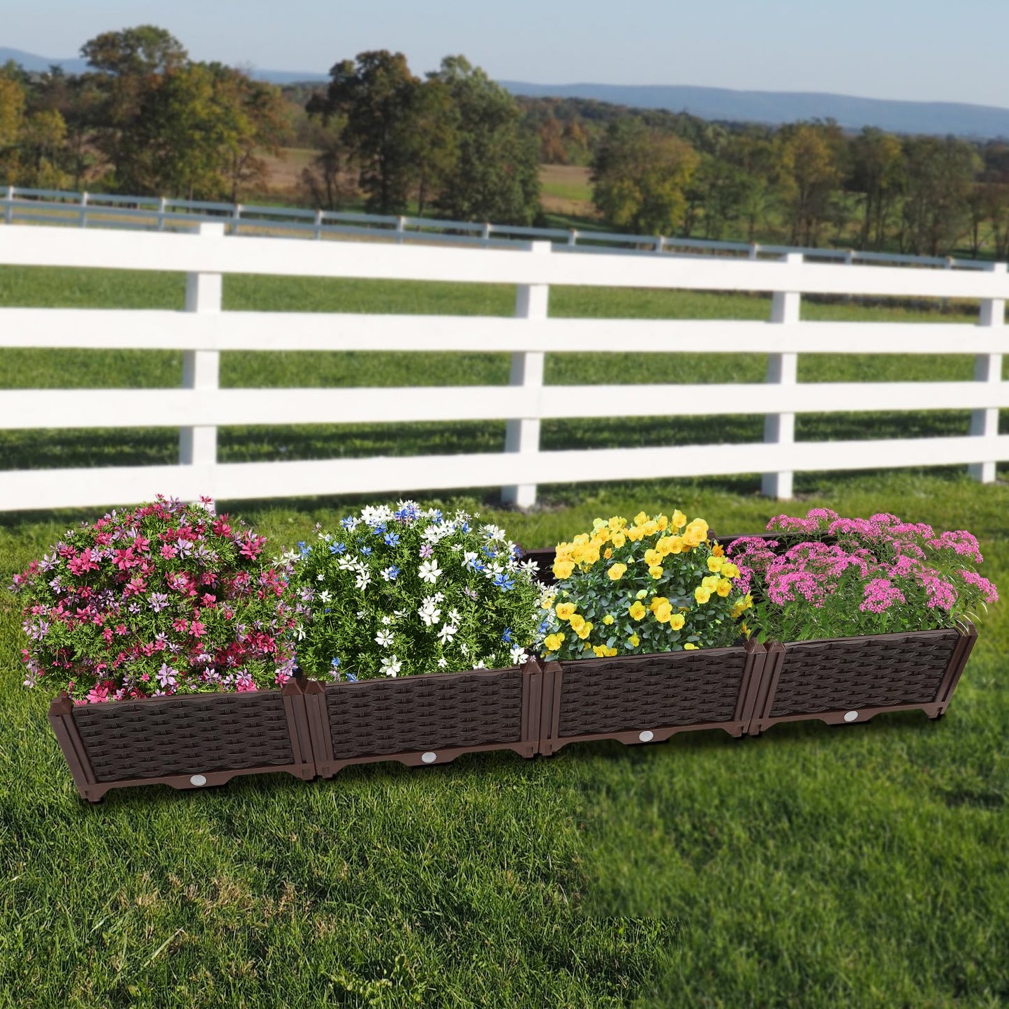 LOHISHILO Large Deepened Raised Garden Bed for Outdoor Plants,Greenhouse Planter with Drainage,Garden Boxes for Vegetables&Flowers, Balconies, Decks, Gardens, Backyards 61.42 * 15.35 * 8.66in