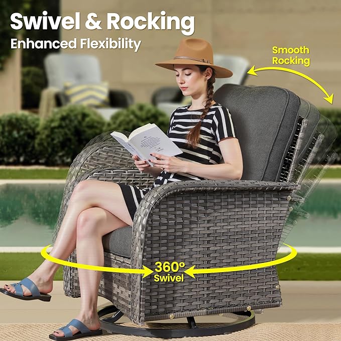 ovios 3-Piece Patio Furniture Set, Outdoor Wicker Sofa