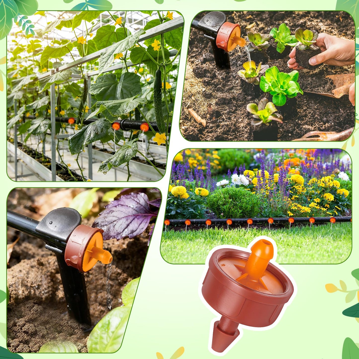 FULAIERGD 200Pcs 3 GPH Pressure Compensating Irrigation Drippers, Watering Spot GPH Dripper Drip Emitters Heads Constant Flow Outlet Heads for 1/4 Inch Irrigation Tubing for Garden Irrigation System