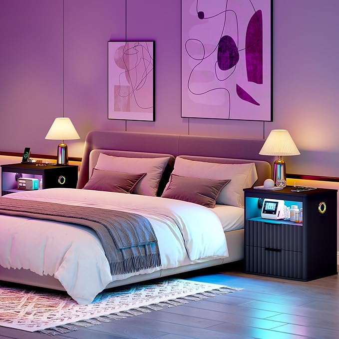 WOOVIVS Modern Nightstand Set of 2