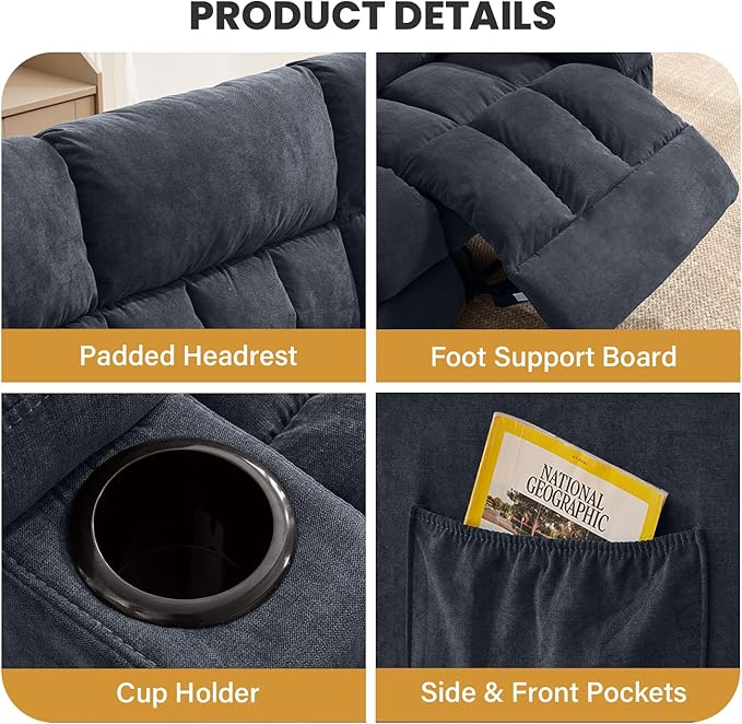 BOSMILLER Reclining Sofa with Cup Holders