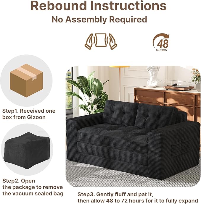 Gizoon Convertible Loveseat Sleeper Sofa Bed, Corduroy Pull Out Couch