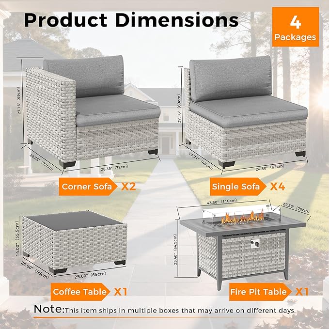 6-Seat Modern Outdoor Wicker Rattan Patio Furniture Set