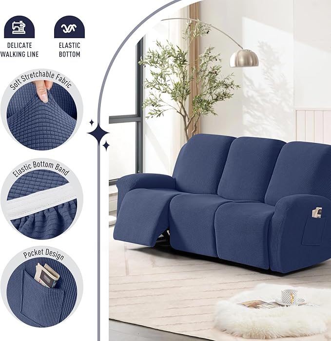 TAOCOCO Recliner Sofa Covers 8-Pieces Stretch Large Couch Covers