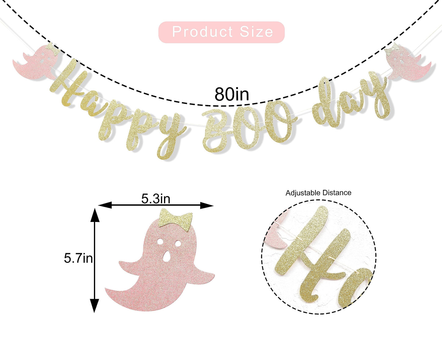 Happy Halloween Banner - Happy Boo Day Garland, Halloween Birthday Party, Halloween Party Decorations, Boo Birthday Banners, Gold Glitter Banner Sign Garland