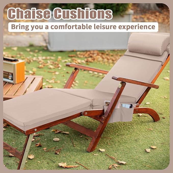 Wenqik 2 Pcs Outdoor Chaise Lounge Cushion