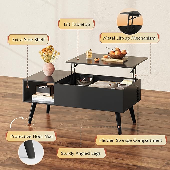 WLIVE Coffee Table for Living Room, Lift Top Coffee Table