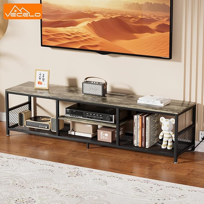 VECELO TV Stand with Power Outlets