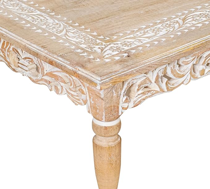 Rectangular Wooden Coffee Table 36x24x18 Inch – Beige Finish