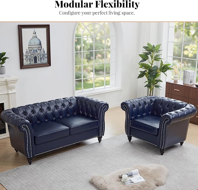 LEVNARY Chesterfield Loveseat, 2 Seater Tufted Couch