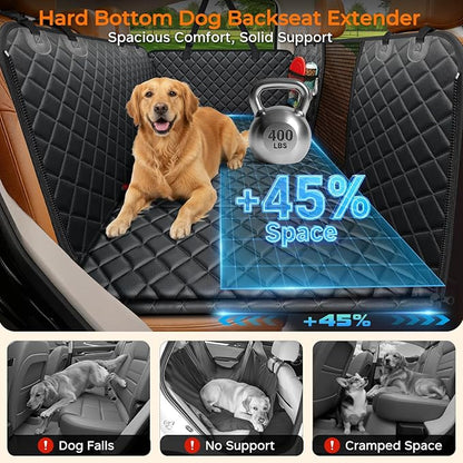URPOWER Large Back Seat Extender for Dogs, Hard Bottom Dog Car Seat Cover for Extended Cab Trucks, Waterproof Dog Hammock Pet Travel Bed Rear Seat Protector Holds 400lbs for Ford F-150 SuperCab