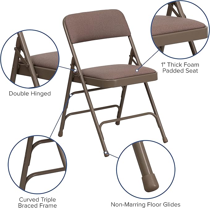 Flash Furniture 2 Pack HERCULES Series Curved Triple Braced & Double Hinged
