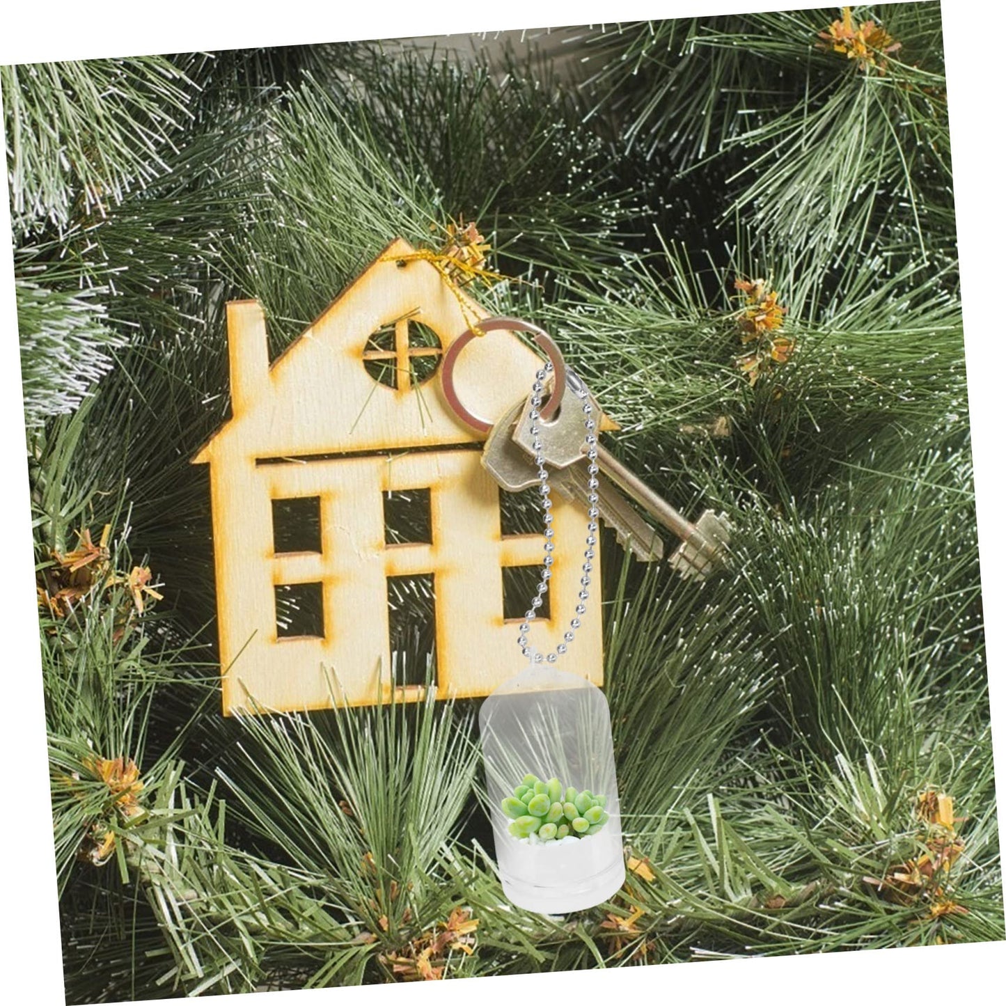BESPORTBLE 5pcs Mini Glass Cover Keychain Pendant Terrarium Decoration for Handbags Purses and Keychains Empty No Plants Included