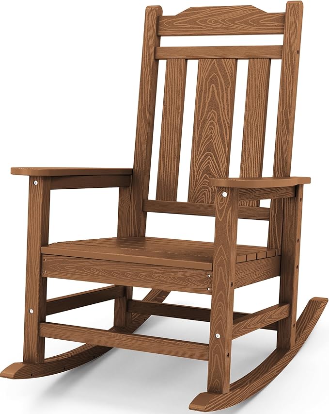 SERWALL Oversized Rocking Chair, HDPE Outdoor Rocking Chairs, Patio Rocking