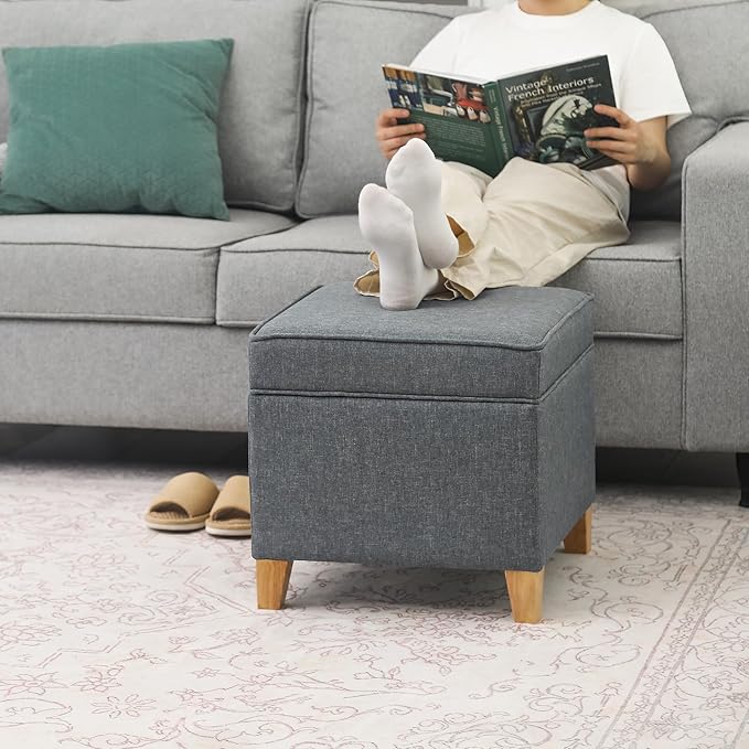 Adeco 17.5" Square Fabric Ottoman