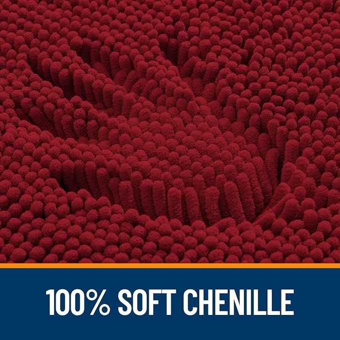 OLANLY Large Bathroom Rugs 40x24, Extra Soft Absorbent Chenille Bath Rugs, Rubber Backing Quick Dry, Machine Washable Bath Mats for Bathroom Floor, Tub and Shower, Home Decor Accessories, Red