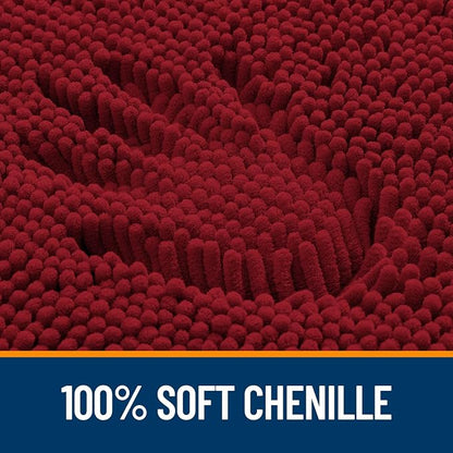 OLANLY Large Bathroom Rugs 45x27, Extra Soft Absorbent Chenille Bath Rugs, Rubber Backing Quick Dry, Machine Washable Bath Mats for Bathroom Floor, Tub and Shower, Home Decor Accessories, Red