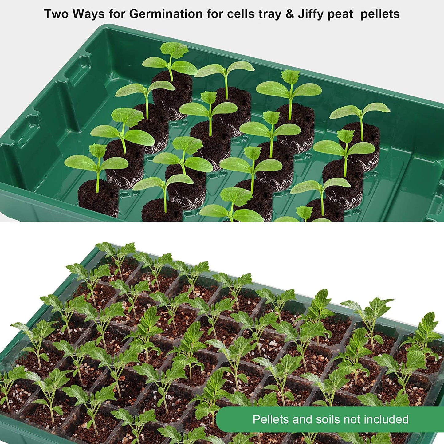 MIXC 5 Packs Seedling Trays+ 30 Packs Plant Nursery Pots with Humidity Dome