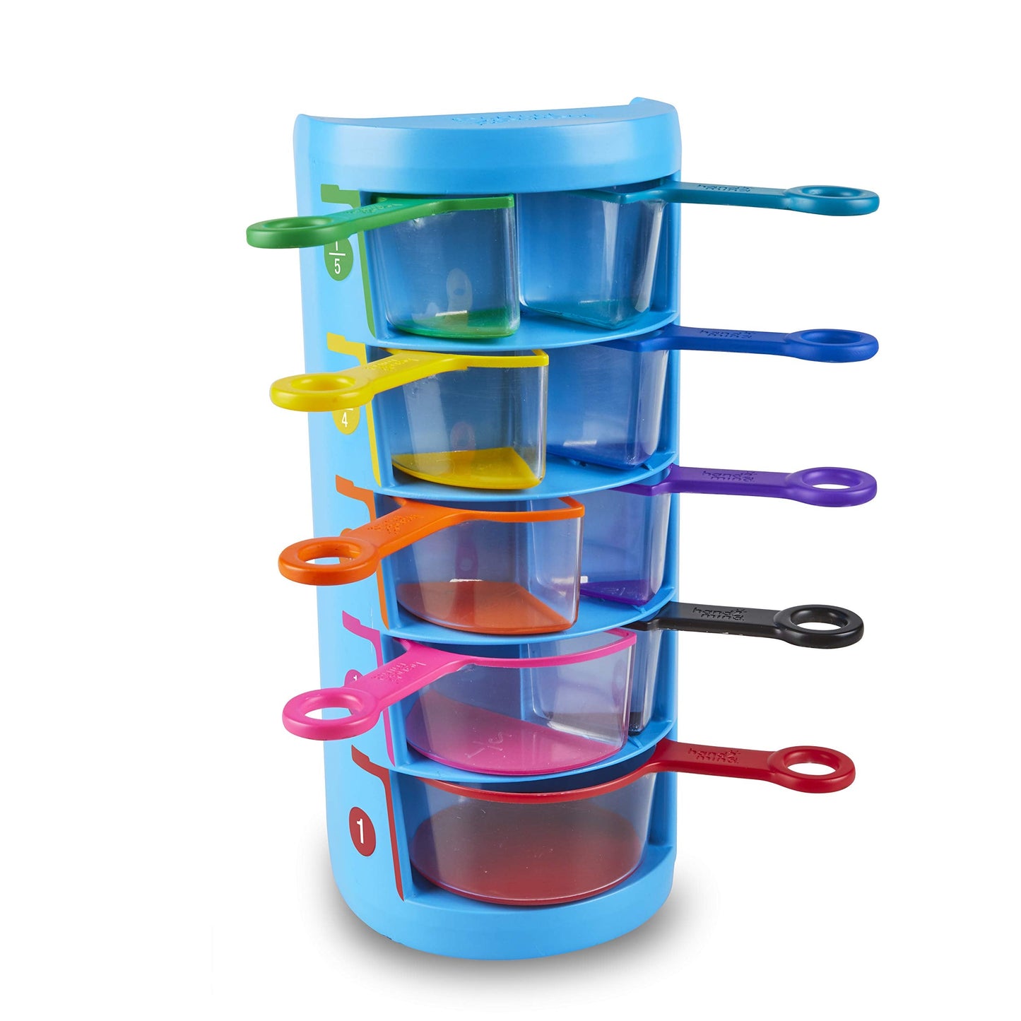 hand2mind Rainbow Fraction Measuring Cups, Kids Montessori Kitchen Tools, Toddler Cooking Tools, Sensory Table Materials, Fraction Manipulatives, Homeschooling Supplies, Easter Baking (Set of 9)