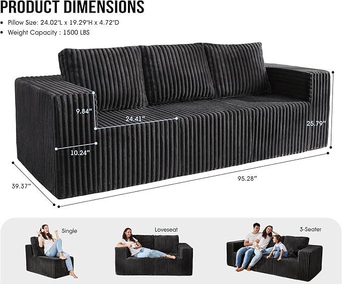 Modular Sectional Sofa 3-Seater Modular Couch