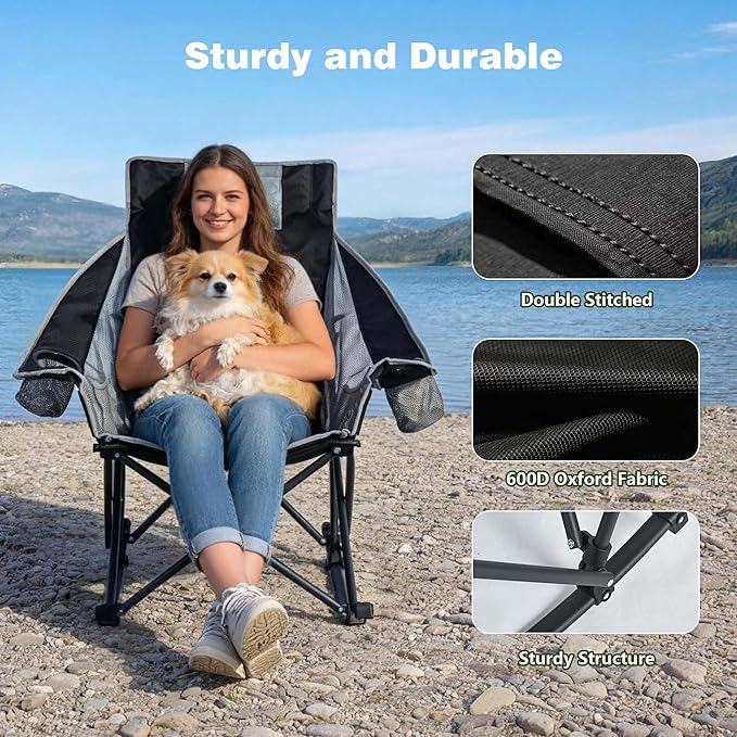 SUNNYFEEL Oversized Rocking Camping Chair, Fully Padded Patio Chair