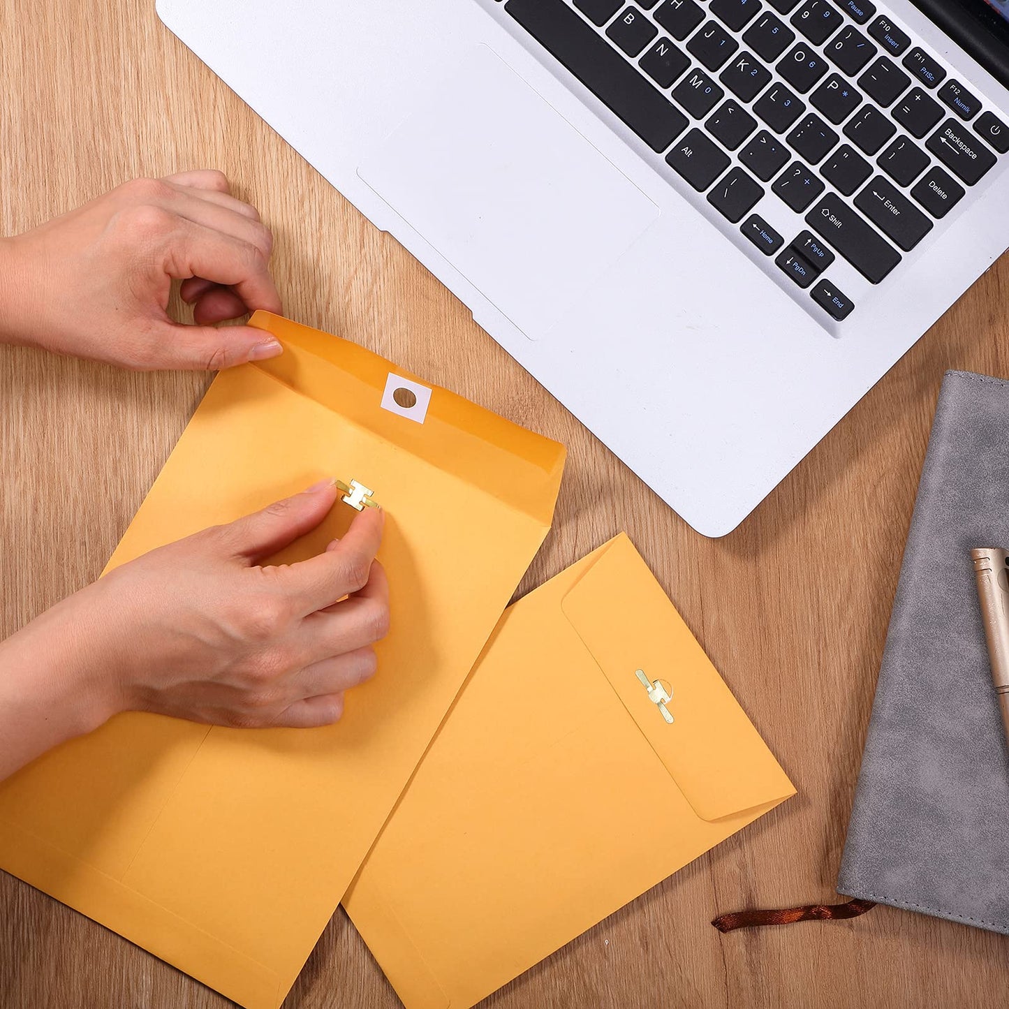 Zonon 100 Pieces, 9 x 12 Clasp Envelopes, 3 Sizes 9'' x 12'', 6'' x 9'', 5 ''x 7'', Kraft Manilla Envelope with Closure for Filing, Storing, Privacy Ensuring or Mailing Documents