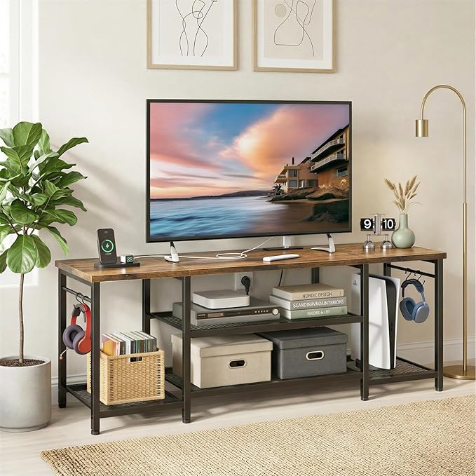 YGEOMER TV Stand for Up to 65 Inch TVs, Entertainment Center