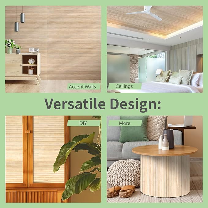 Art3d 48 x 96 Inch Natural Bamboo Wall Panel
