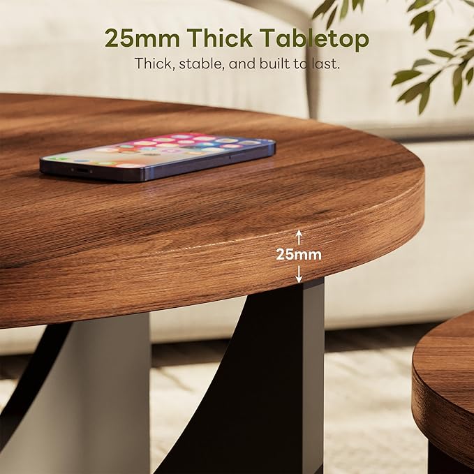 LIKIMIO Nesting Coffee Tables Set of 2, 31.5" Round Side Tables